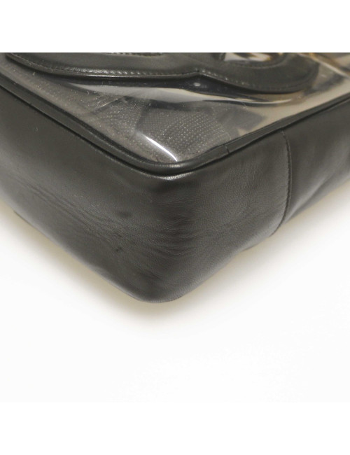 Cabas CHANEL vintage transparent CC en cuir