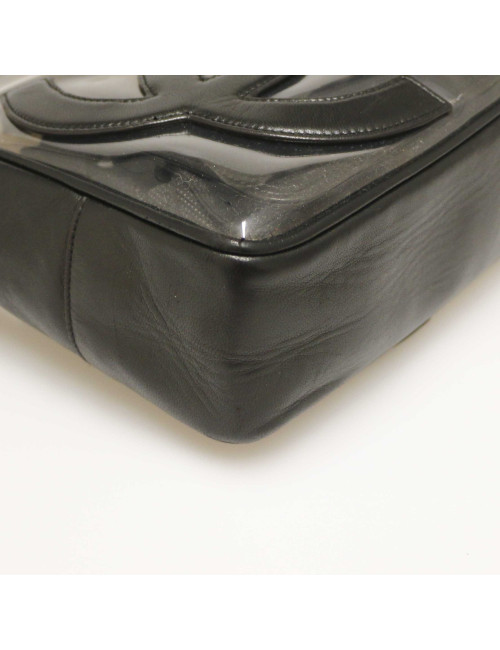Cabas CHANEL vintage transparent CC en cuir