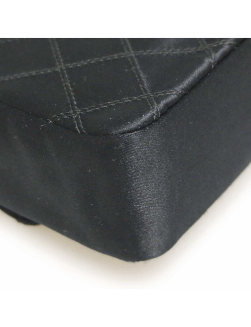 Mini sac CHANEL satin noir Vintage