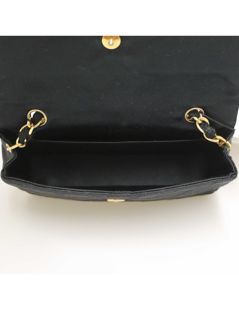 Mini sac CHANEL satin noir Vintage