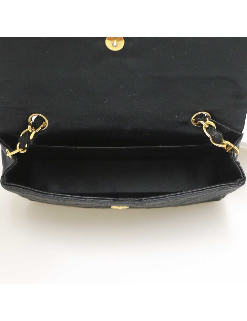 Mini sac CHANEL satin noir Vintage