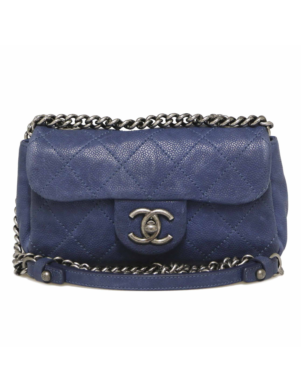 Mini sac Classique CHANEL cuir bleu