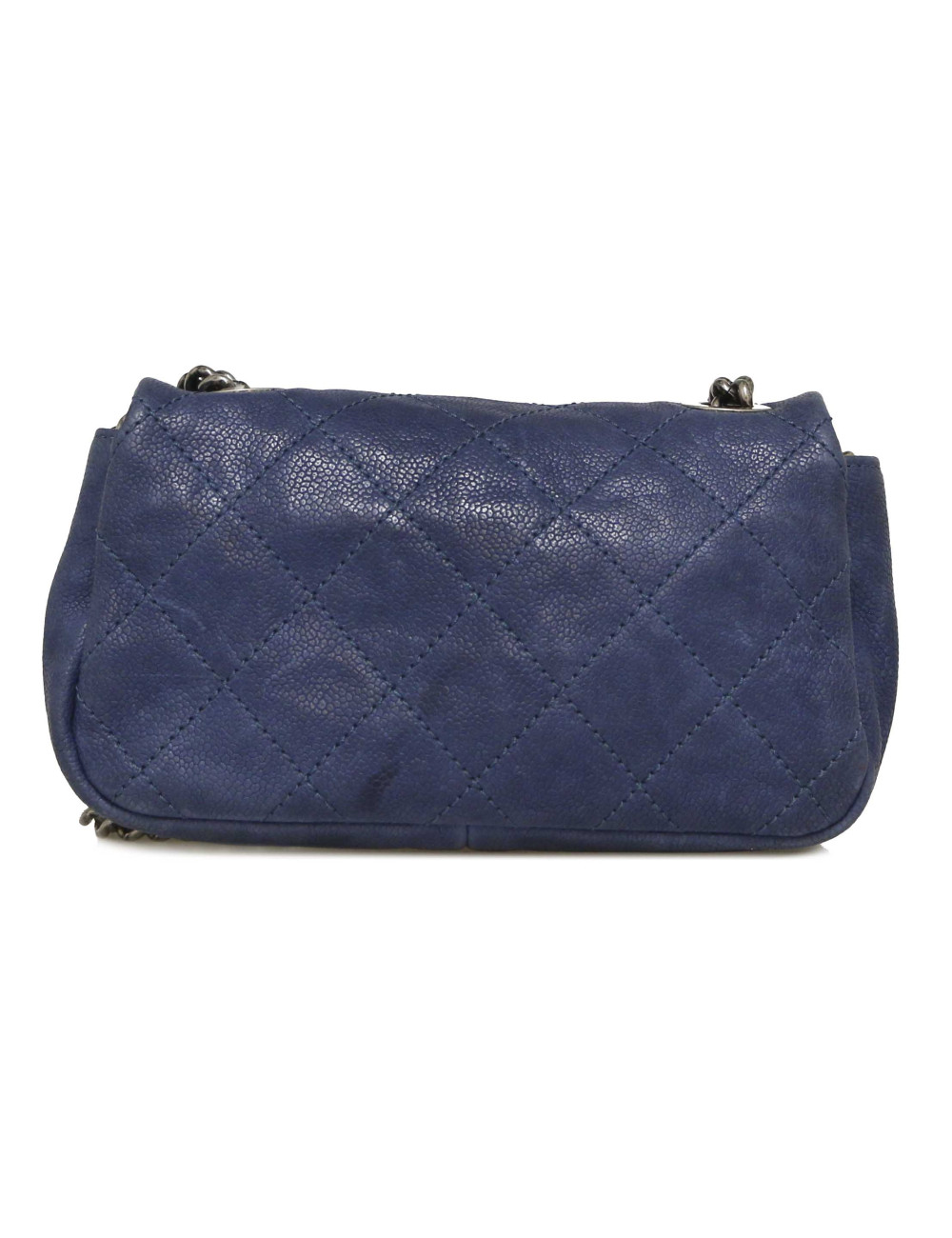 Mini sac Classique CHANEL cuir bleu