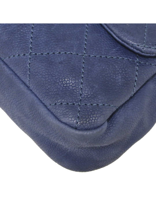 Mini sac Classique CHANEL cuir bleu