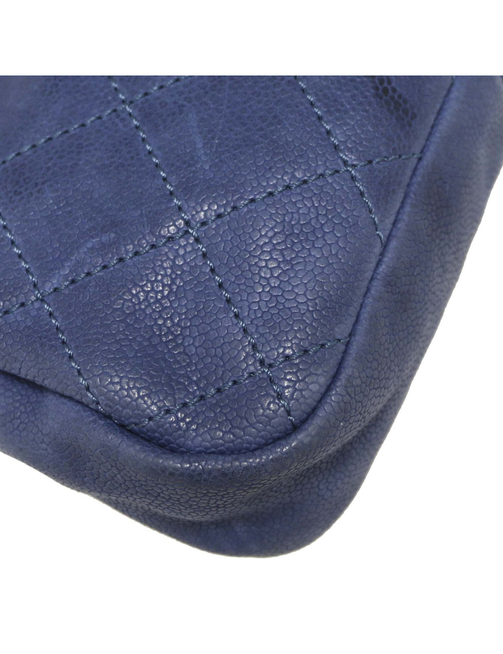 Mini sac Classique CHANEL cuir bleu