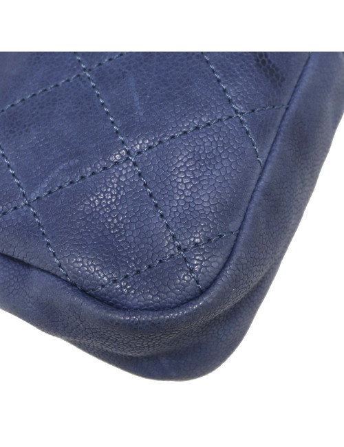 Mini sac Classique CHANEL cuir bleu