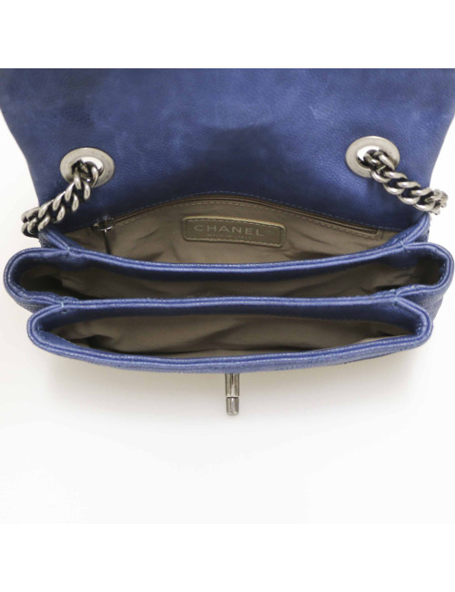 Mini sac Classique CHANEL cuir bleu