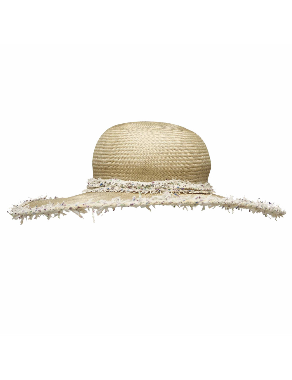 Chapeau CHANEL paille et tweed beige