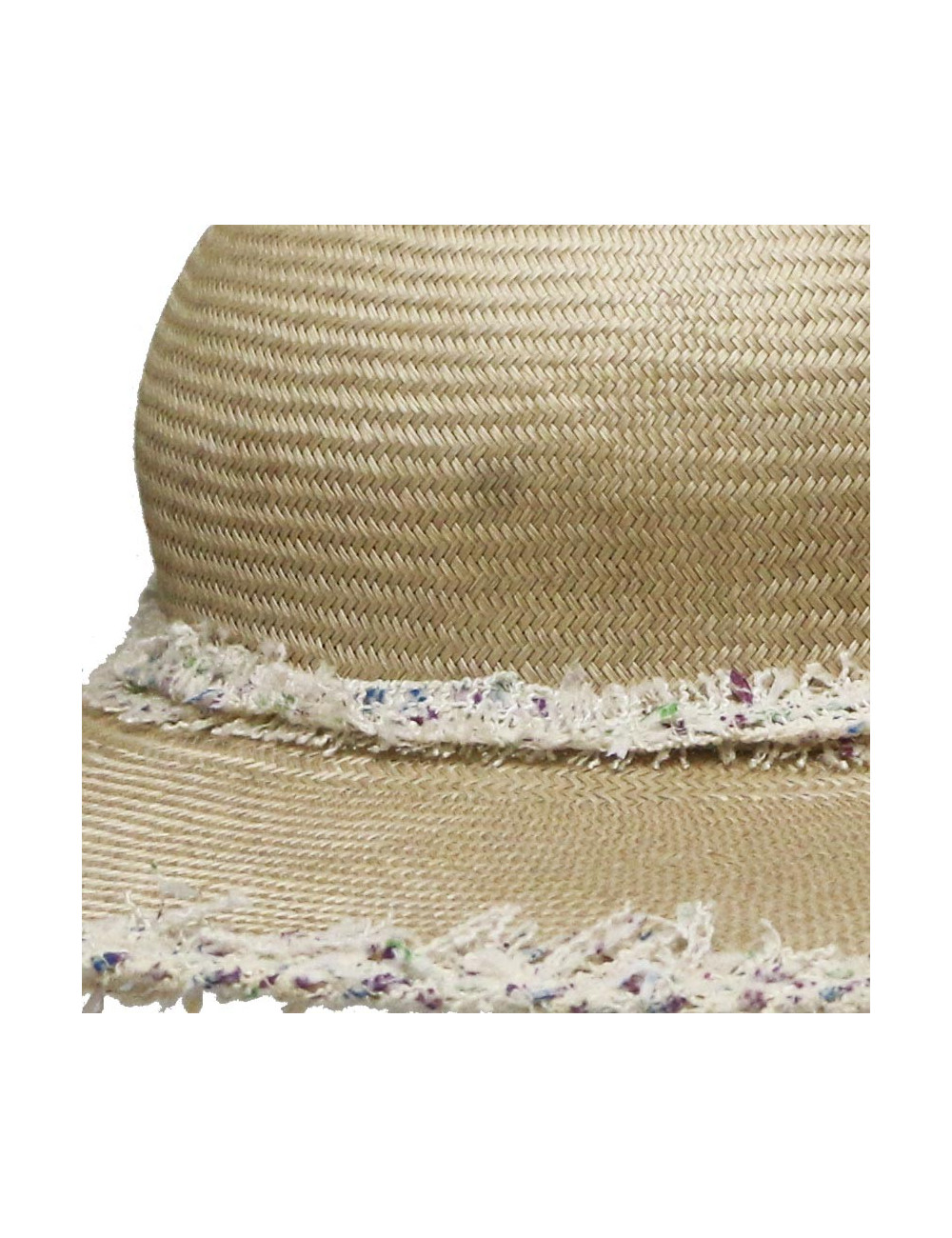 Chapeau CHANEL paille et tweed beige