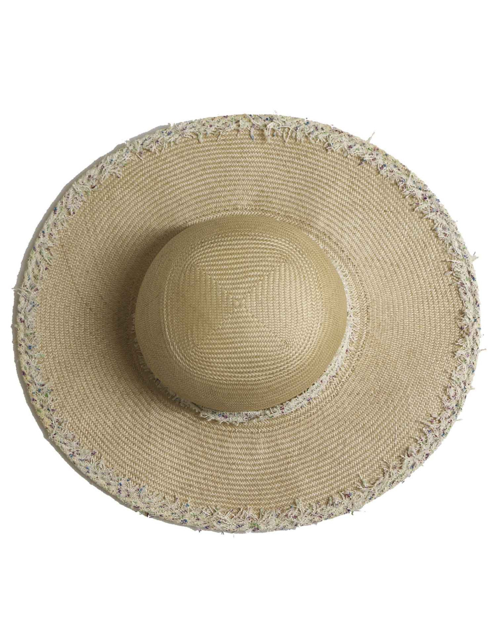 Chapeau CHANEL paille et tweed beige
