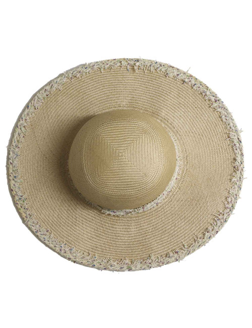 Chapeau CHANEL paille et tweed beige