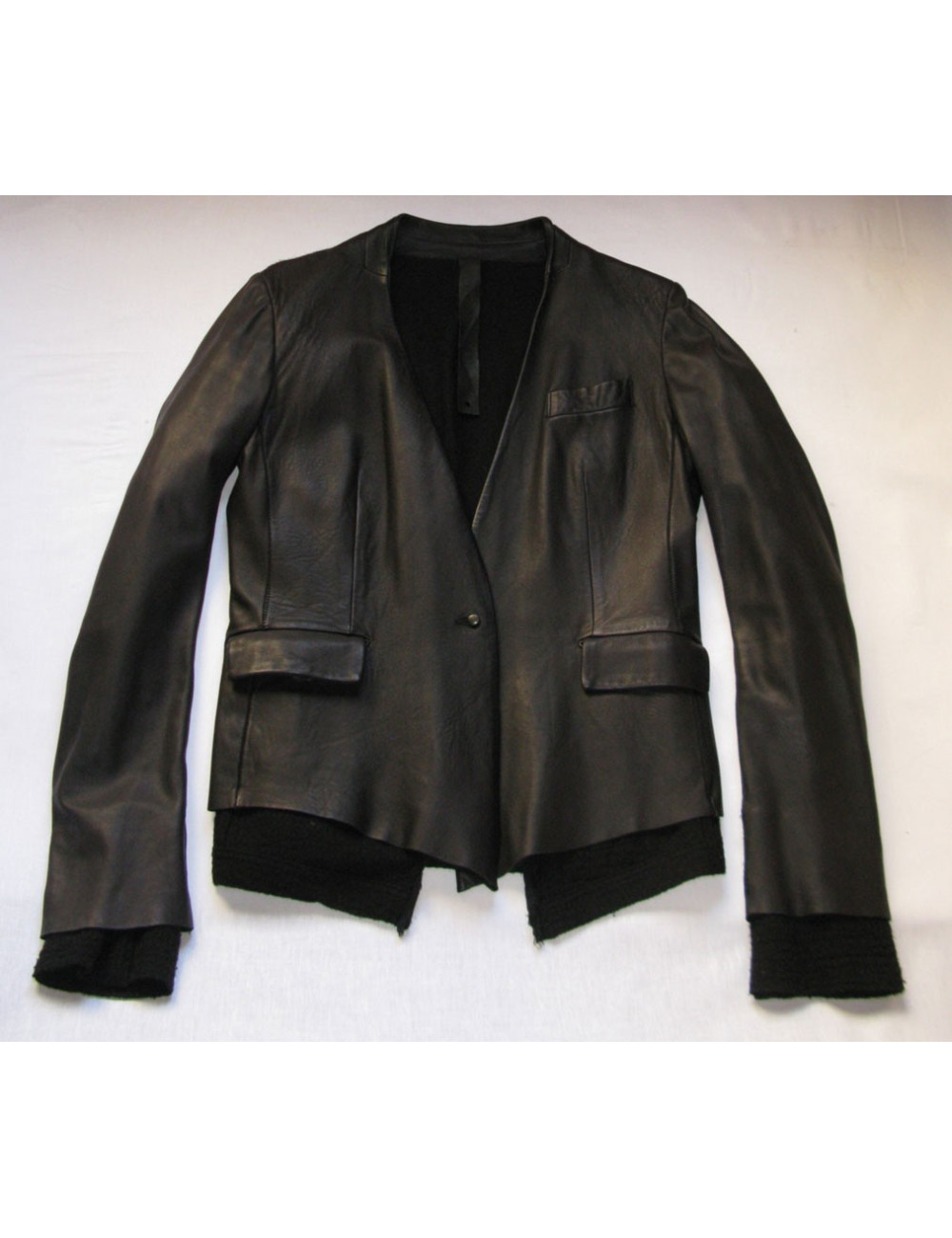 veste ISAAC SELLAM cuir et cachemire t 40 fr