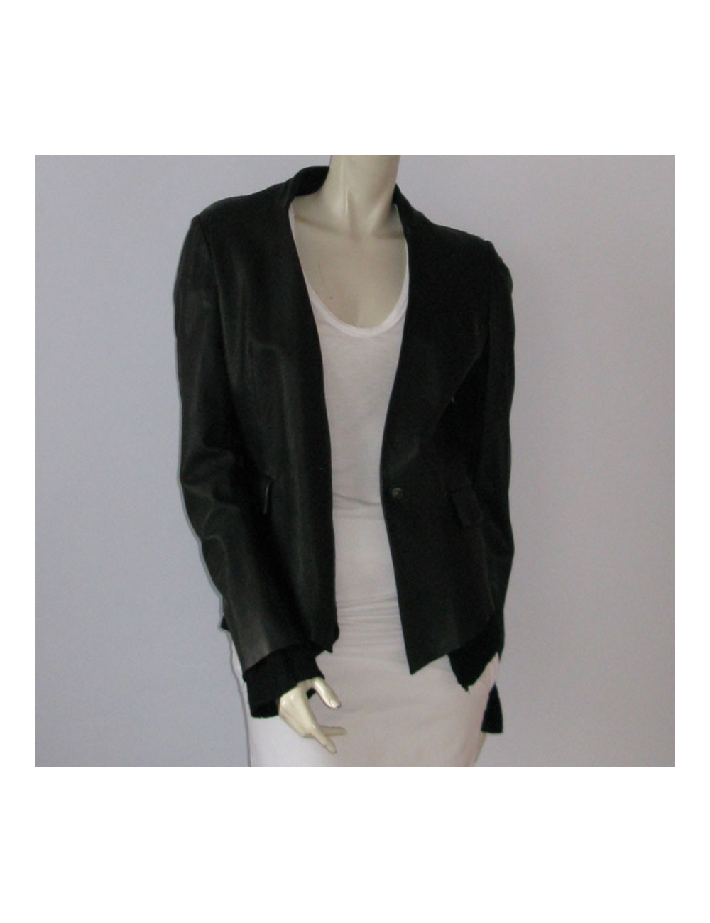 veste ISAAC SELLAM cuir et cachemire t 40 fr