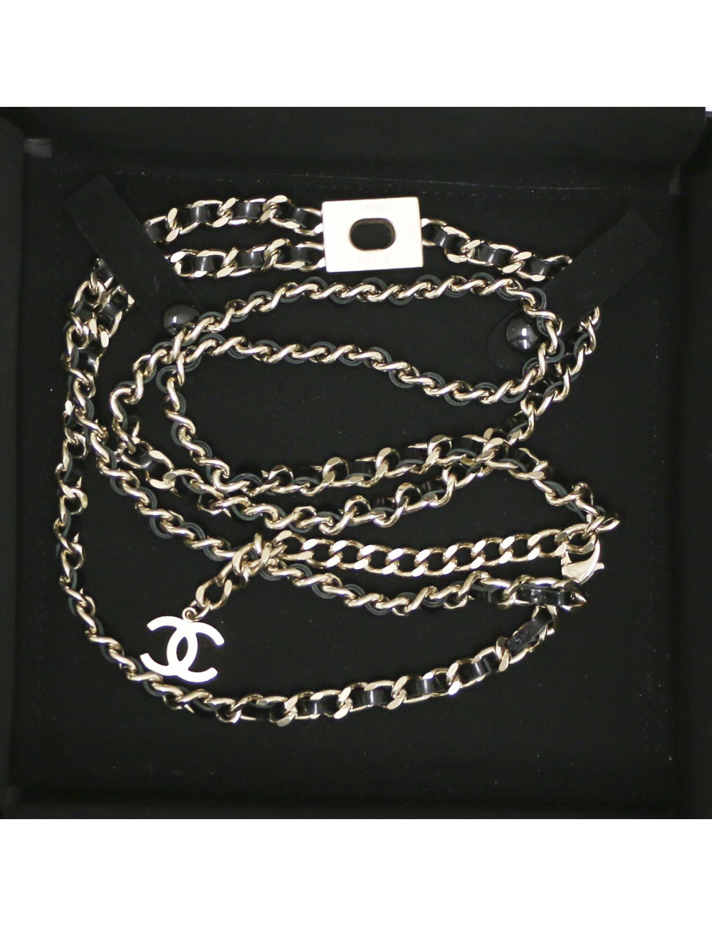 Ceinture CHANEL chaine entrelacée cuir