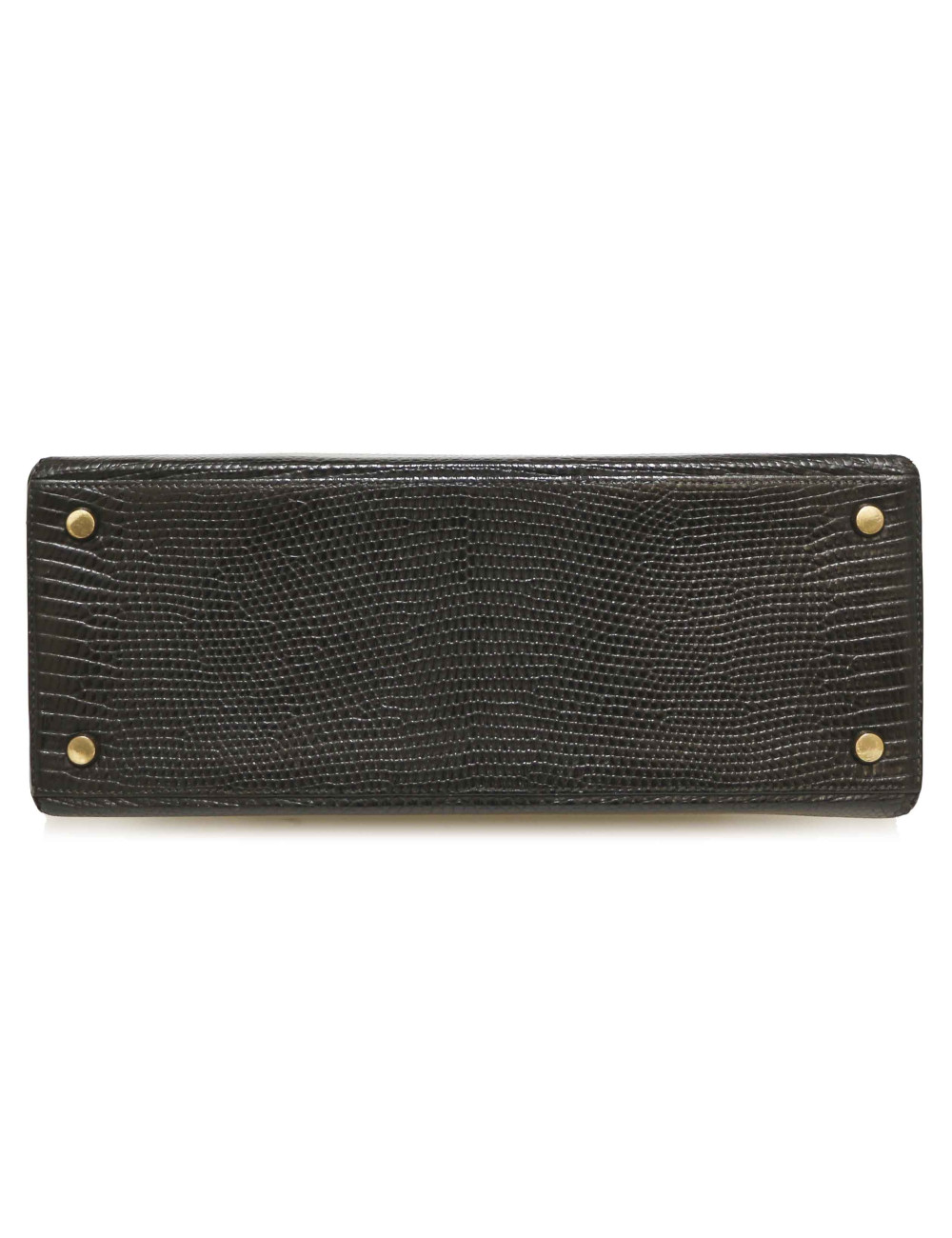 Sac à main Kelly 32 HERMES lezard Varan du Nil noir