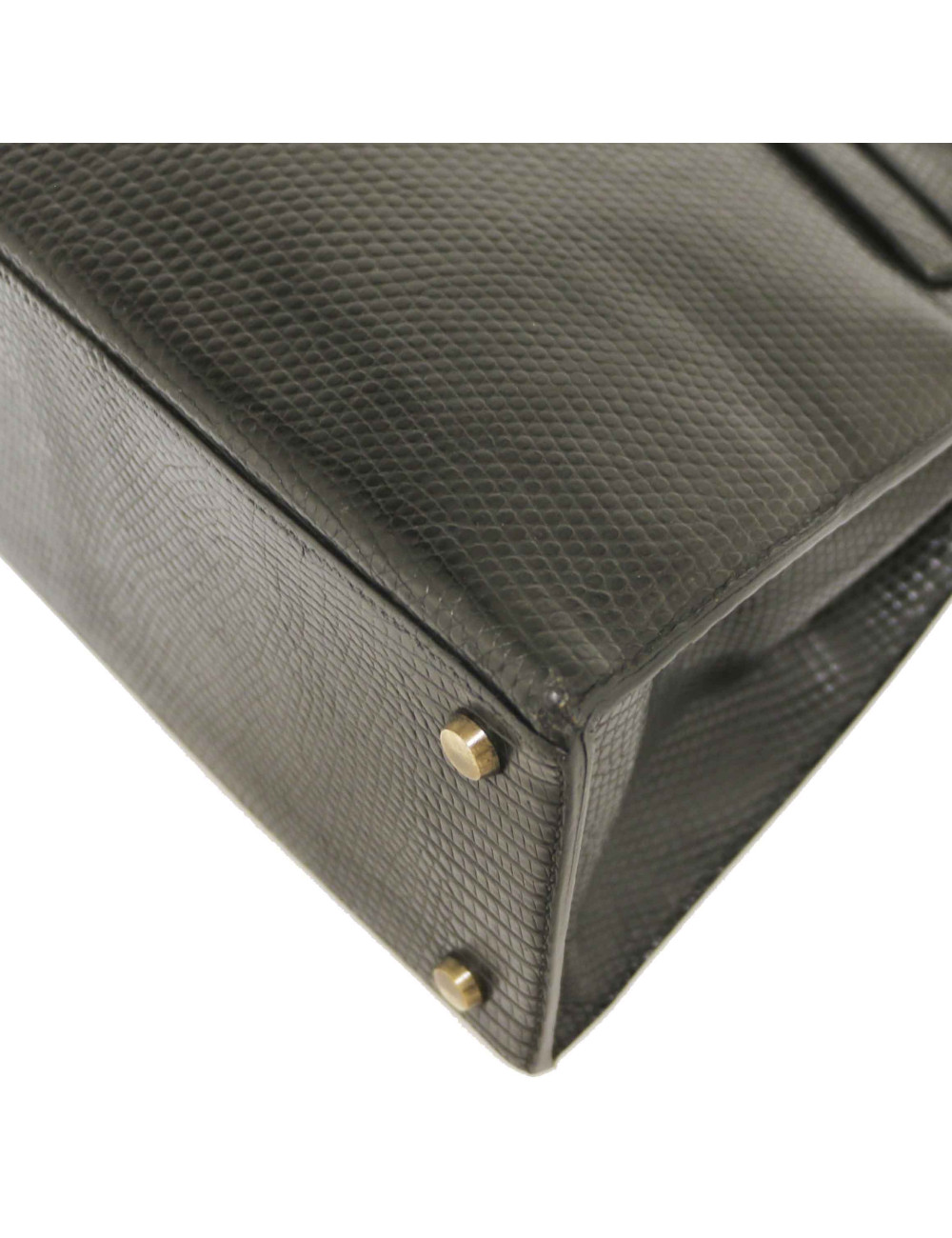 Sac à main Kelly 32 HERMES lezard Varan du Nil noir