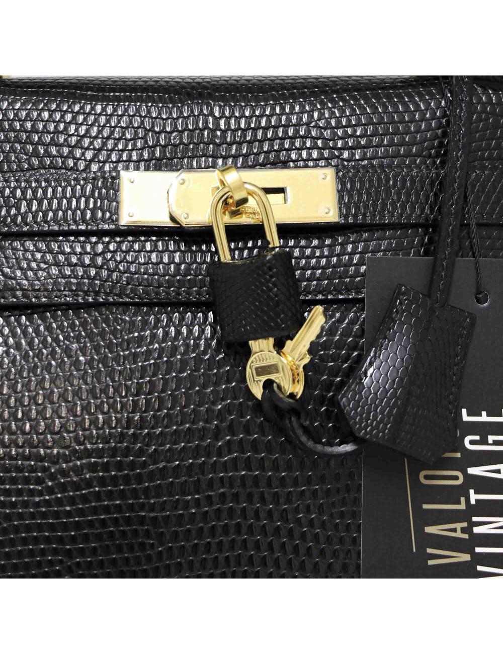 Sac à main Kelly 32 HERMES lezard Varan du Nil noir