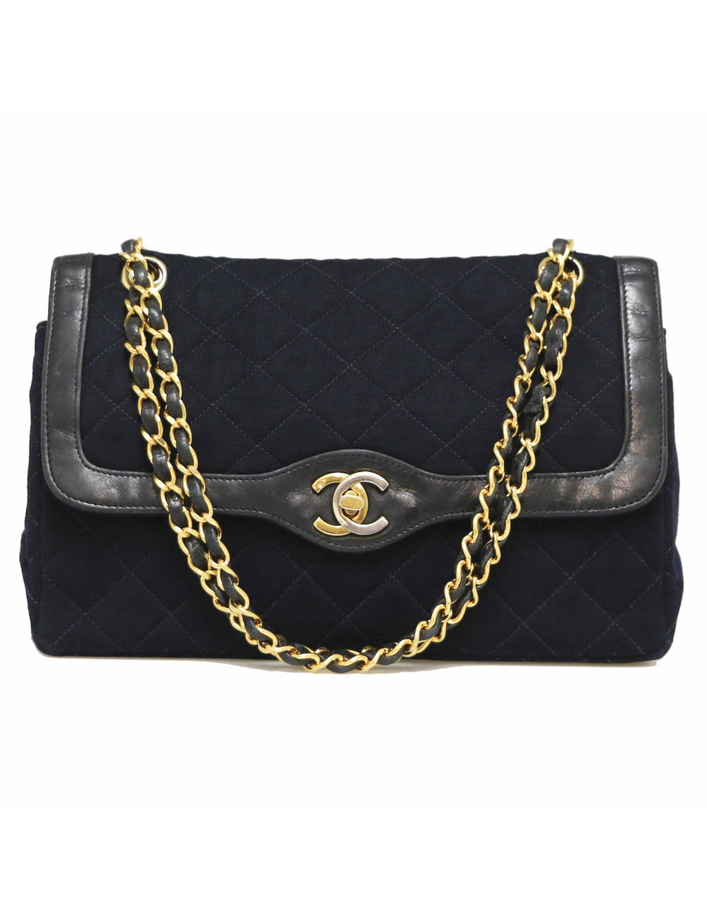 Sac CHANEL Couture  jersey bleu