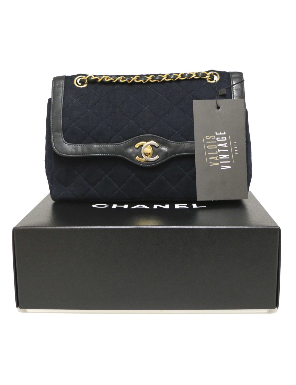 Sac CHANEL Couture  jersey bleu