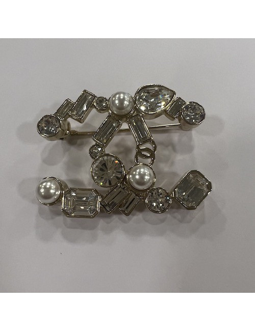 Broche CHANEL strass perles
