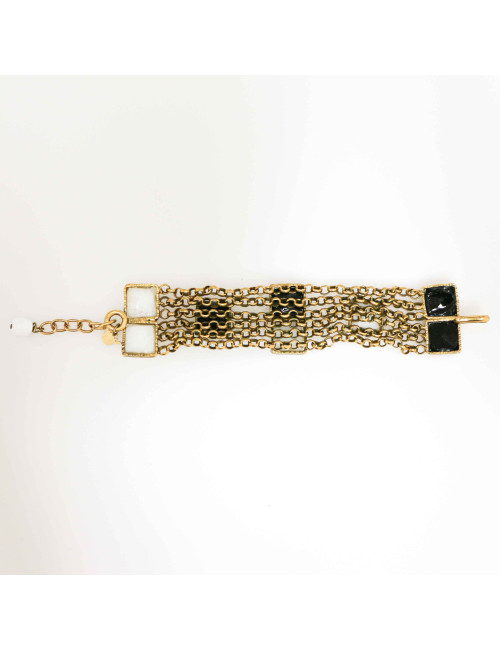 MARGUERITE DE VALOIS black and white molten glass cabochons bracelet