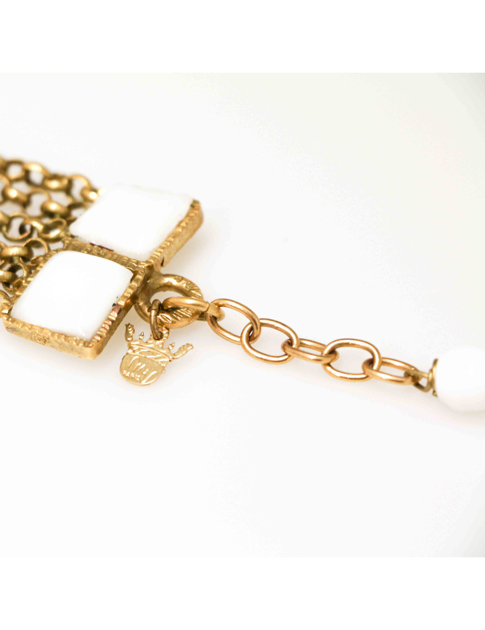 MARGUERITE DE VALOIS black and white molten glass cabochons bracelet