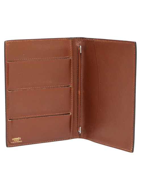 Porte cartes répertoire HERMES cuir marron