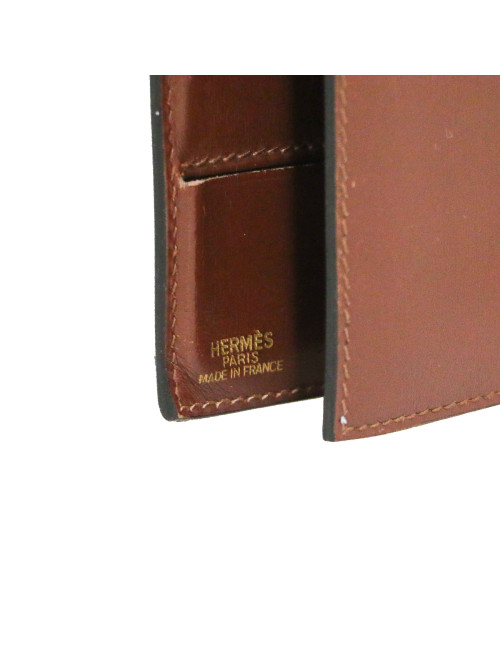 Porte cartes répertoire HERMES cuir marron