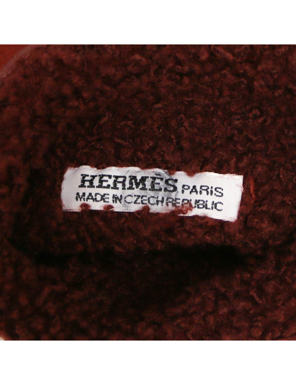 HERMES shearling burgundy gloves