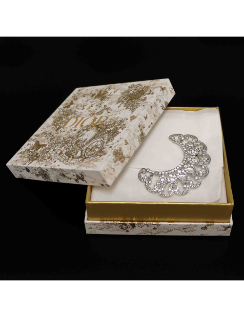 DIOR rhinestone-paved crown brooch