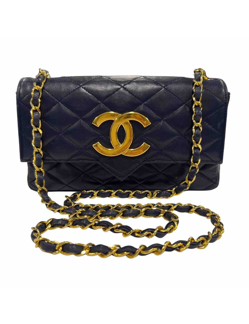 Petit sac bleu marine CHANEL CC