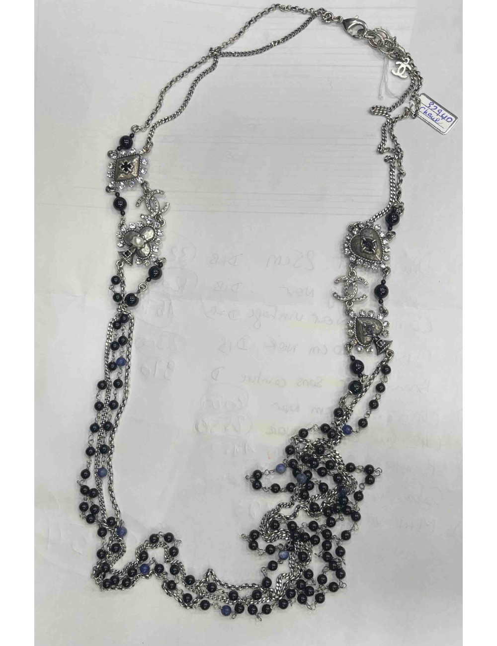 Sautoir CHANEL multirangs argent