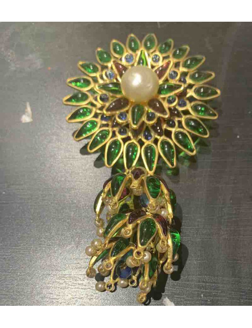 Broche houblon pâte de verre