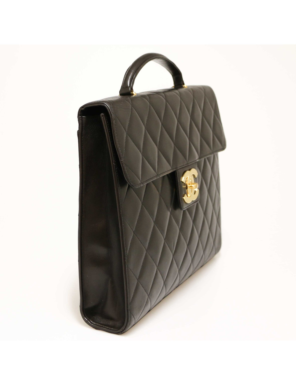 Porte documents Chanel noir matelassé