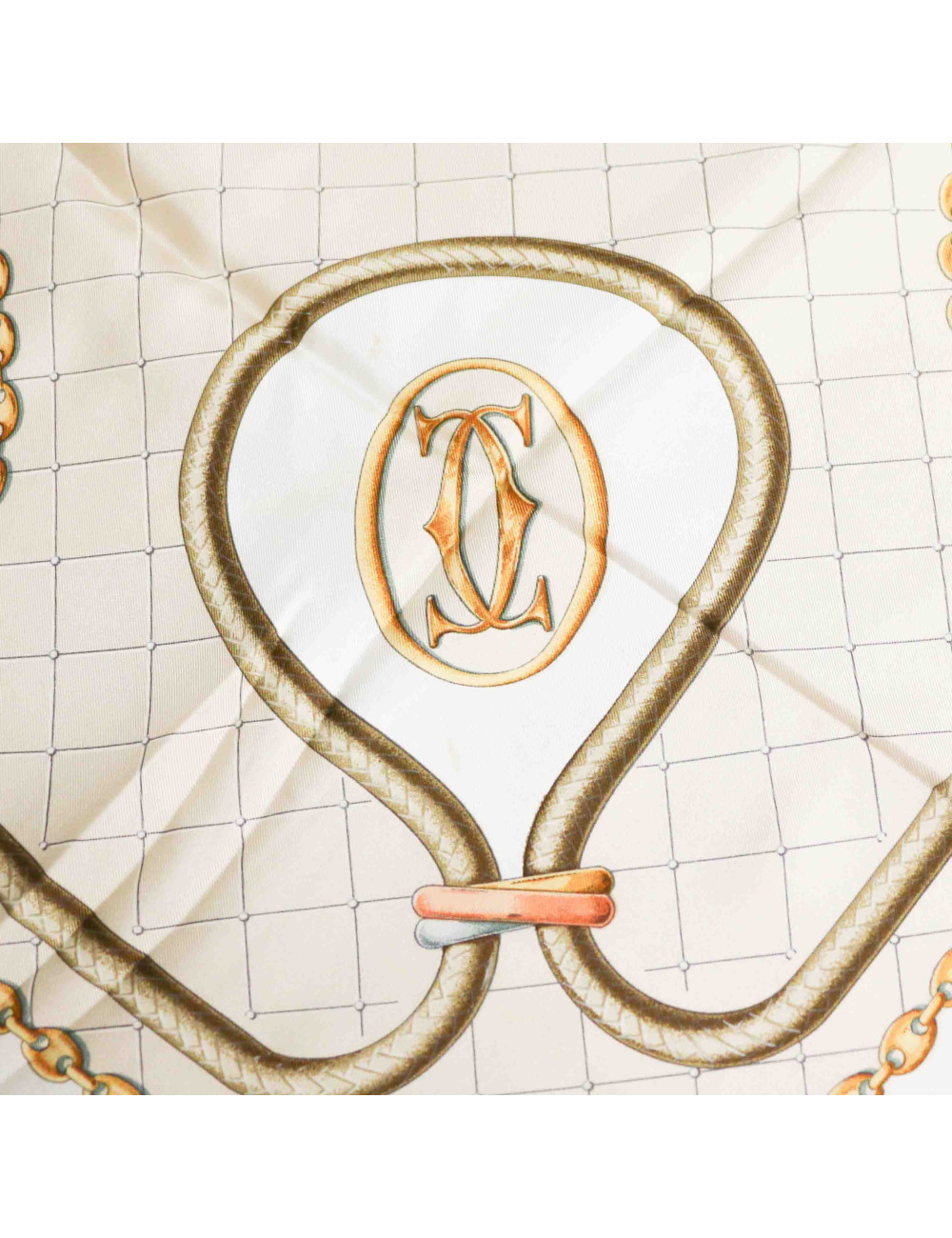 CARTIER Must beige silk square scarf