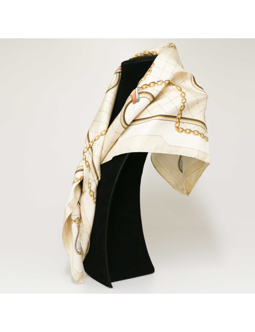 CARTIER Must beige silk square scarf