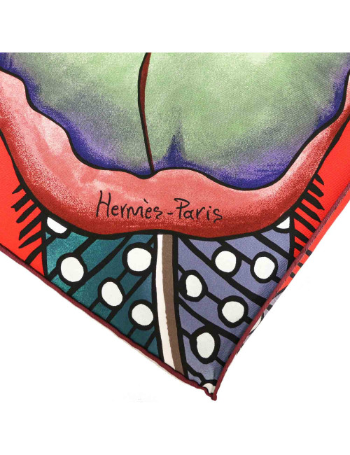 Carré 100% soie HERMES Baobab cat