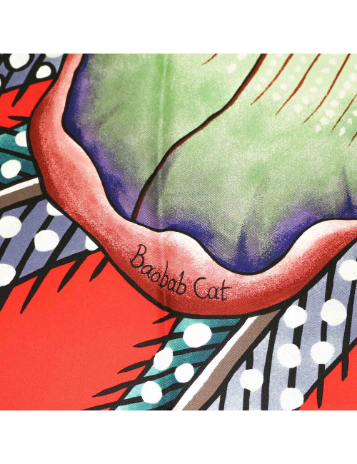 Carré 100% soie HERMES Baobab cat