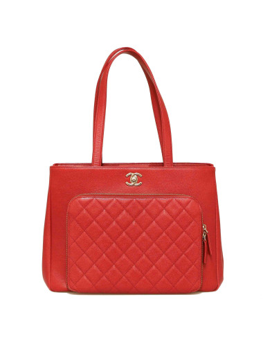 Cabas CHANEL cuir grainé rouge