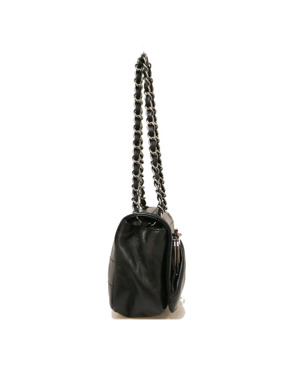 Sac à main CHANEL cuir agneau lisse noir