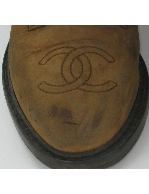 CHANEL t37.5 Brown boots with laces
