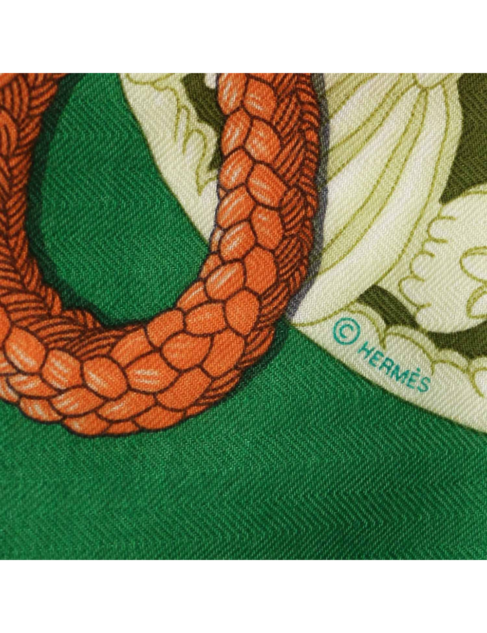 Châle HERMES Parures de Samouraïs en cachemire et soie vert