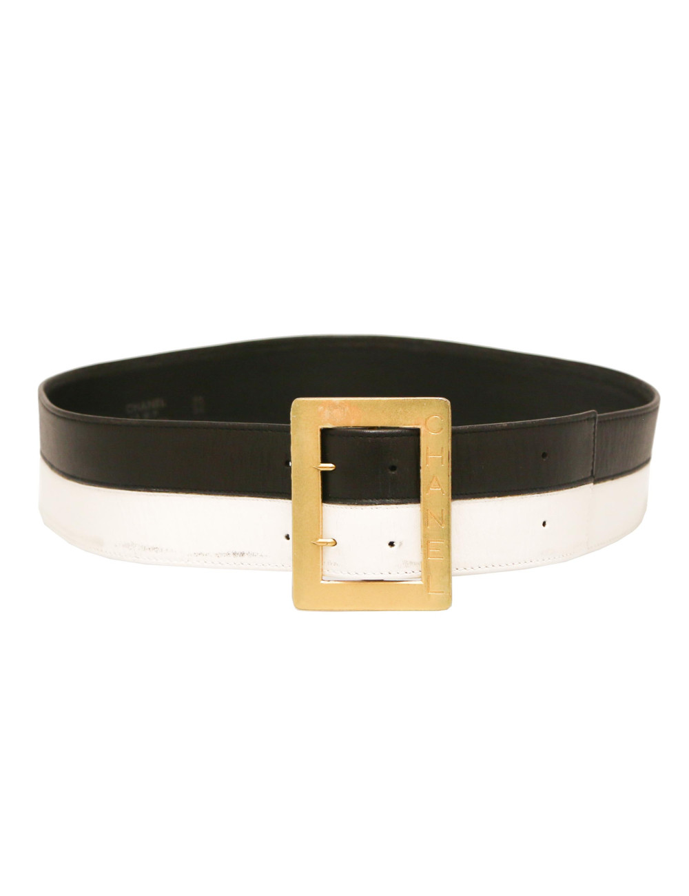CHANEL Bicolor Vintage Leather Belt - Occasion Certified Authentic