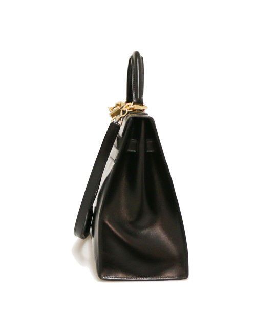 Sac Kelly sellier 32 HERMES box noir vintage