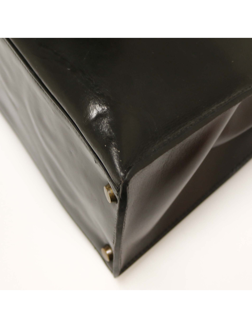 Sac Kelly sellier 32 HERMES box noir vintage