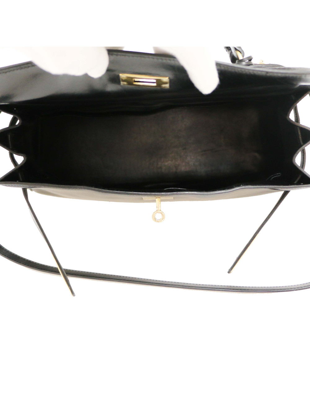 Sac Kelly sellier 32 HERMES box noir vintage