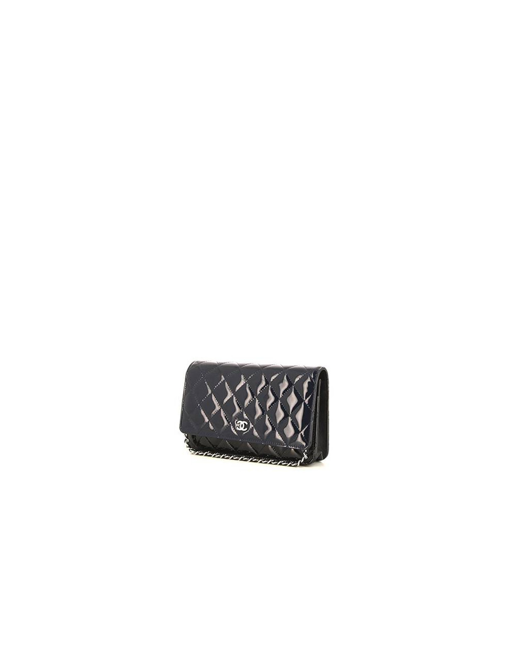 WOC Wallet on chain CHANEL cuir noir verni
