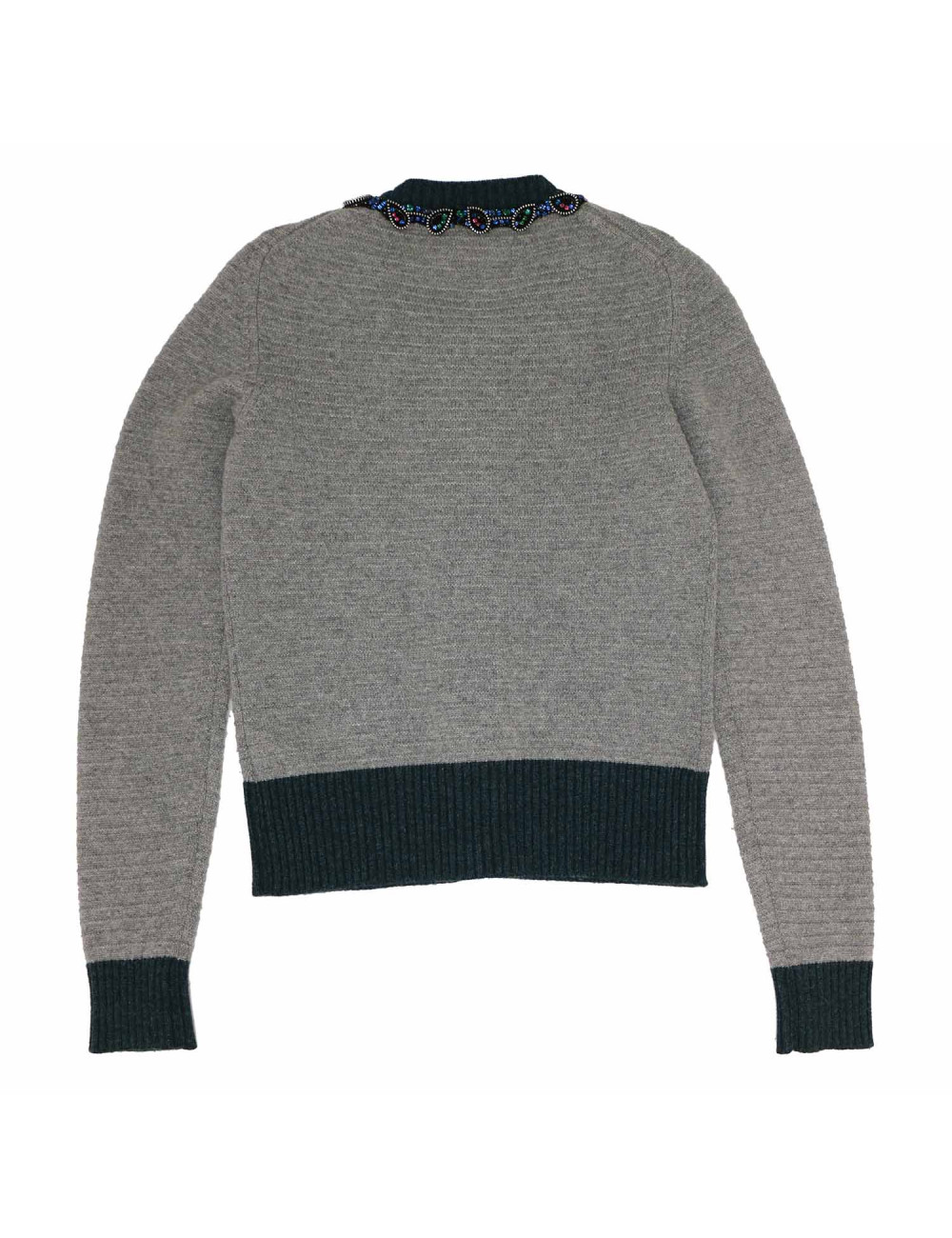 Cardigan gris CHANEL T38 broderies