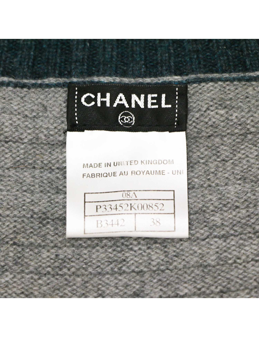 Cardigan gris CHANEL T38 broderies