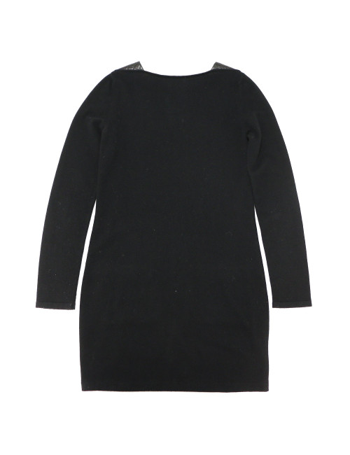 Robe CHANEL t34 cachemire et cuir